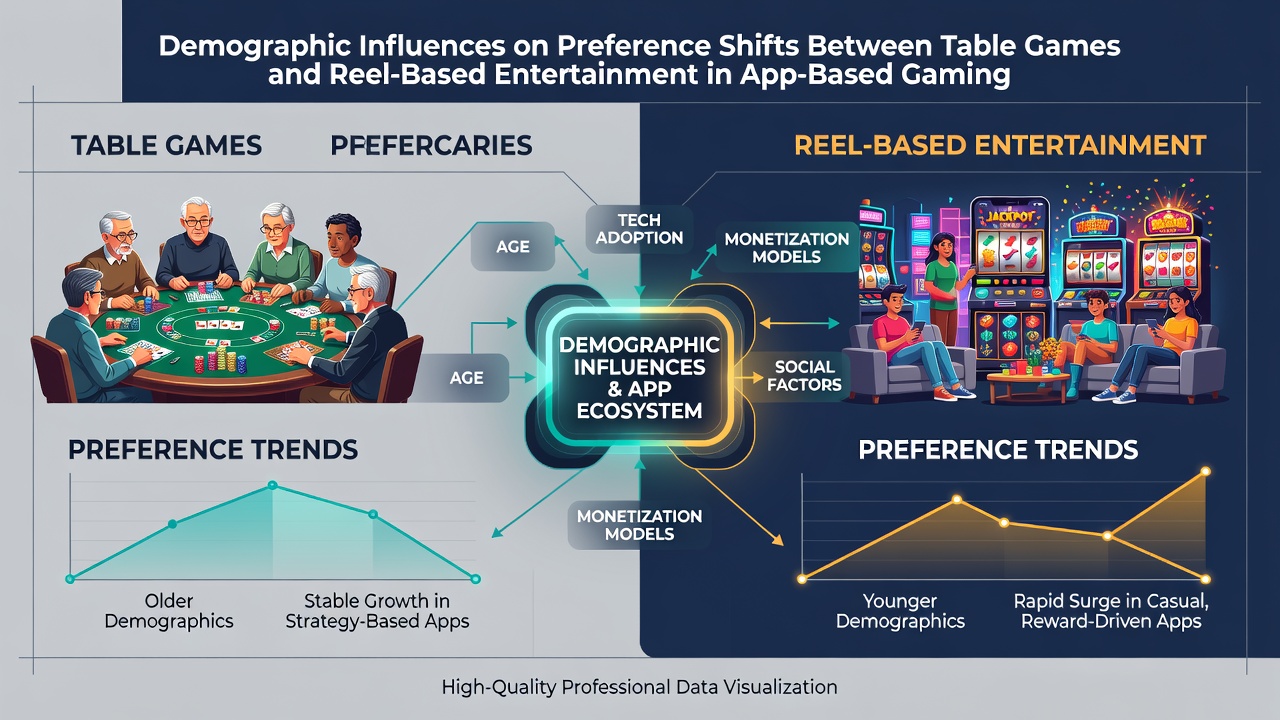 Charts displaying age, income, and gender breakdowns of mobile casino game preferences
